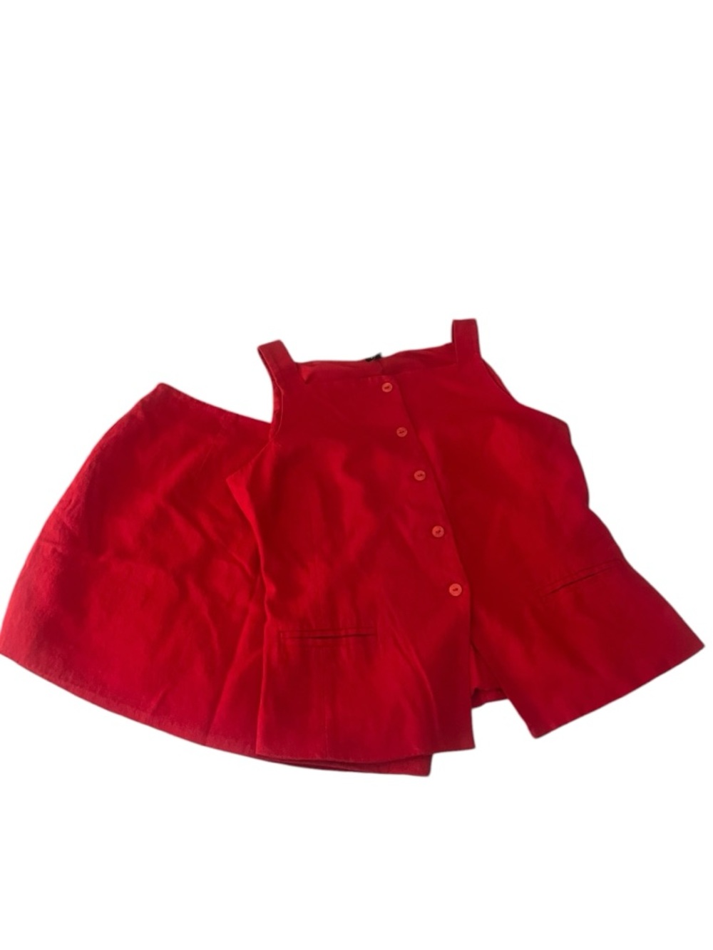 Express Red Linen Blend Set - Button-Down Tank w/Mini Skirt - Large